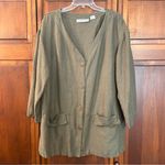 Vintage Chaus Olive Green Linen blend Jacket/blouse size Large oversized Photo 7