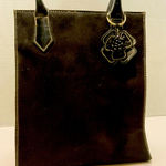 Victoria's Secret Black Handbag with Faux Leather Flower Keychain Small Photo 0