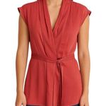 Fei 100% Silk Sleeveless Wrap Top Terracotta Size 2 Minimalist Stealth Wealth Pink Photo 0