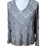 Boutique NWT VERTE  Open Weave Crochet Grey Knit Sweater - S/M Photo 0