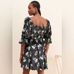 Hutch Anthropologie  Velvet Floral Mini‎ Dress size xl black and green whimsical Photo 6