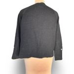 Black Dark Floral Embroidered Cardigan Sweater Ramie Cotton Button Front Large Photo 4