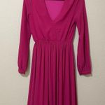 Lulus  Pink Magenta Long Sleeve Maxi Formal Bridesmaid Dress Womens XS Faux Wrap Photo 9