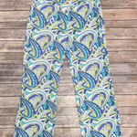 Lulu B Cropped Wide Straight Leg Pull On Pants Large Blue Green White Black L Photo 0