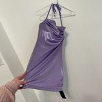 SheIn NEW NWT  SXY Backless Ruched Halter Bodycon Dress Purple Silver Iridescent Photo 12