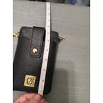 Stone Mountain Black Pebble Leather Phone Crossbody Bag Wristlet Strap Gold Logo Photo 7