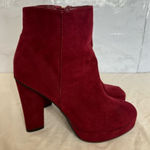 Bamboo  Maroon Velvet‎ Heeled Ankle Boots NEW size 7.5 Photo 0