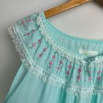 Vintage Barbizon Nightgown Prairie Dress Sz Large Light Blue Floral Embroidered Photo 3