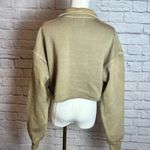 Honor The Gift Women's XS Sand Cropped Quarter Zip Distressed Cotton Streetcore Tan Photo 2