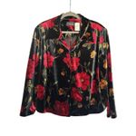 Melissa Harper MHM Petite Size 22 Floral Black Red Velvet Long Sleeve Blazer Photo 0