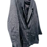 Garnet Hill Knit Relaxed Dark Grey Heathered Blazer Pockets Women's Size 16 Photo 2