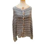 Simply Noelle  Slate Blue & Cream Button Down Poncho/Shawl/Shrug-One Size Photo 14