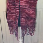 Handmade Long Red Hombre Print Scarf Fringed Ends Photo 3