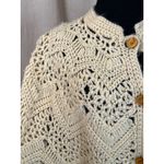 Vintage Ivory Hand Crocheted Fringe Cape Poncho Open Knit Boho 70s Style Size undefined Photo 4