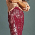 Anthropologie Rue Shimmer Cable Knit Skirt Size Medium Magenta Alpaca Wool G5 Photo 0