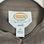 Talbots Stretch Vintage Brown Cotton Military Style Gold Button Up Jacket Sz 10P Photo 2
