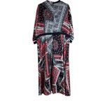 SheIn  Curve 3XL Black Red Bandana Paisley Print Boho Long Sleeve Maxi Dress Photo 1