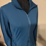 Athleta blue ribbed salutation full zip jacket woman’s size L Photo 4