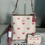 Coach Mollie Bucket Bag 22 With Stripe Heart Print And Matching Wallet Photo 0