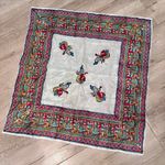 Vintage Square Indian Dancers Silk Scarf 30.5” Red Photo 0