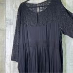 Torrid Size 4 Black Wide Leg Jumpsuit Lace 3/4 Sleeves Side Zip Back Tie Keyhole Photo 5