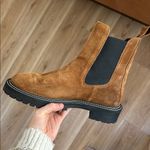 STAUD  Dutch Chelsea Boots Brown Suede with White Stitching Photo 6