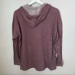 Max Studio  Tunic Hoodie Striped Hooded High/low Funnel Neck Burgundy Casual Cute Photo 7