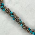 Faux Turquoise Chunky Beaded Tassel Pendant Toggle Necklace Photo 7