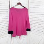 Talbots Chinch Hem Long Sleeve T Shirt Pink Navy Blue Medium Photo 7