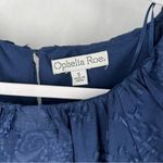 Ophelia Roe Navy Textured Floral Paisley Puff Sleeve Cropped Blouson Top Photo 1