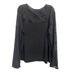 Dress Barn Vtg Black Sheer Velvet Burnout Floral Glitter Top Size XL Whimsigoth Dark Fairy Photo 1