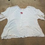 Pink Blush White Peplum Ruffle Sleeve Lagenlook Boxy Oversized Boho Cottagecore Photo 11