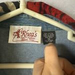 VTG Rhea’s size 3x denim funky jungle button up shirt Blue Photo 1