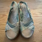 Bobbi Blu Women's Wedge Sandals 8 Blue Foral cottage Photo 1