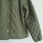 LL Bean Cozy Quilted Jacket Women Large Petite Green Olive Barn Riding Preppy Photo 3