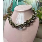 Topshop Gold Silver Distressed Mixed Metals Chunky Double Chain Link Necklace Photo 0