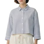 Everlane NWT  Woven PJ Top Blue Stripe Button Down Shirt Cotton Sz L Photo 0