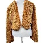 FAVLUX Women's Brown Cropped Teddy Coat Size Large Super Soft Casual Fall Jacket Photo 0