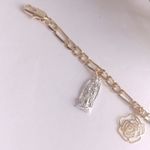 Gold Filled Tricolor Virgin Mary Roses Charm Bracelet Photo 3