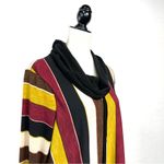 Coco Bianco Striped Cowl Neck Split-Back Top Burgundy/Brown Size L Photo 9