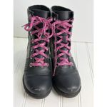 Sorel  Houndstooth Wedge Lace-Up Boots Youth 4 fits Women's 5.5–6 Black Pink Photo 5