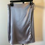 Missguided 13. Satin Silver Mini Wrap Skirt Size 6 Photo 2