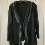Daisy Fuentes  Grey Knit Ruffle Accent Cardigan size L Photo 0