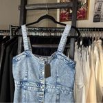 ALLSAINTS  Elsie Denim Mini Dress Blue Button Front Sleeveless Photo 6