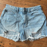 Kancan high waist raw hem cutoff wedgie 28 denim shorts Blue Photo 0