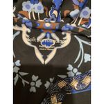 Soft Surroundings Petite Medium Black Blue Floral V Neck Beaded Trim Dress Photo 3