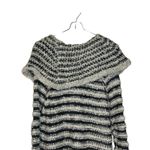 Umgee  Women's Sweater Chunky Knit Cowl‎ Neck Striped Pullover Cream Gray Small Photo 9