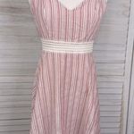 Speechless Sundress w Crochet Waist Washed Red & White Stripes-Medium Photo 0