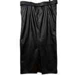 River Island Black Faux Leather Belted Midi Skirt Women's US 14 L Photo 3