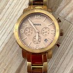 Fossil Boyfriend Chronograph Ladies Watch Rose Gold Tone Case Bracelet Dial Date Photo 3
